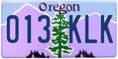 OR license plate 013KLK