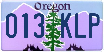 OR license plate 013KLP