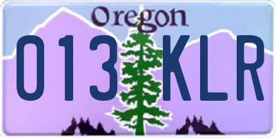 OR license plate 013KLR