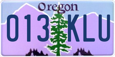 OR license plate 013KLU