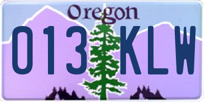 OR license plate 013KLW