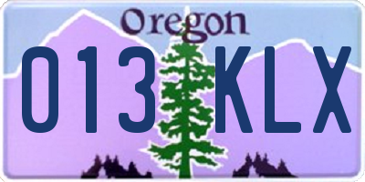 OR license plate 013KLX