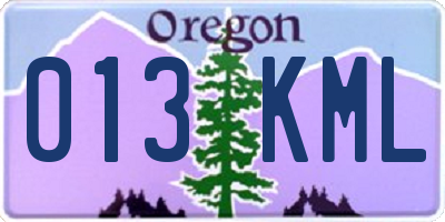 OR license plate 013KML
