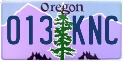OR license plate 013KNC