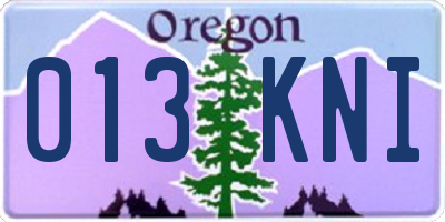 OR license plate 013KNI