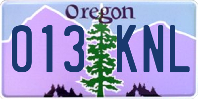 OR license plate 013KNL