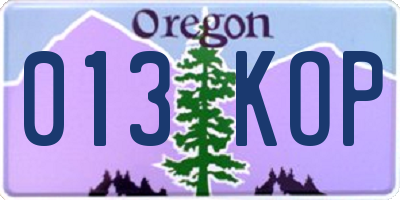 OR license plate 013KOP