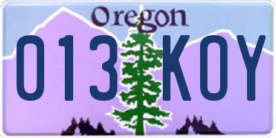 OR license plate 013KOY