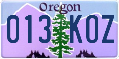 OR license plate 013KOZ