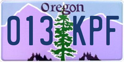 OR license plate 013KPF