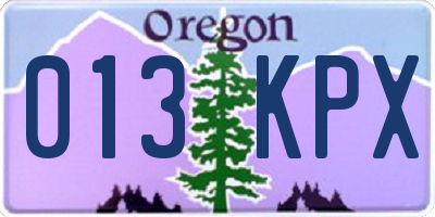 OR license plate 013KPX