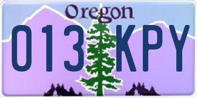 OR license plate 013KPY