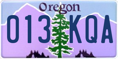 OR license plate 013KQA