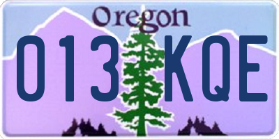 OR license plate 013KQE