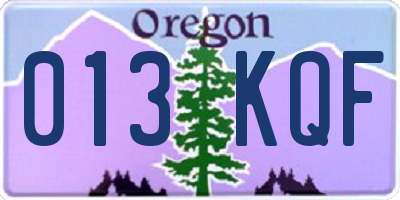 OR license plate 013KQF