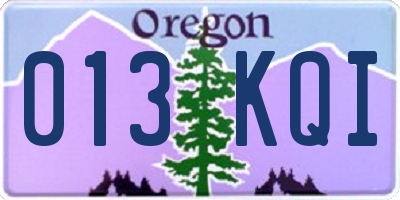 OR license plate 013KQI