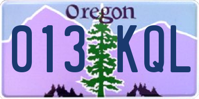 OR license plate 013KQL