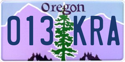 OR license plate 013KRA