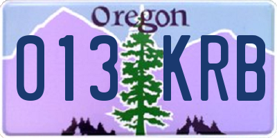 OR license plate 013KRB