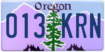 OR license plate 013KRN