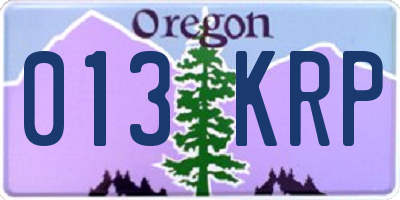 OR license plate 013KRP