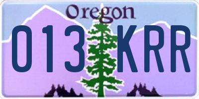 OR license plate 013KRR