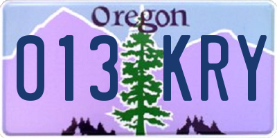 OR license plate 013KRY