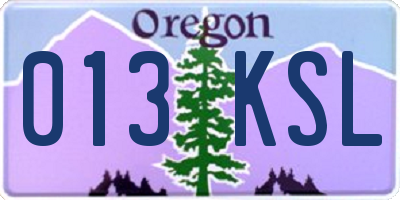 OR license plate 013KSL