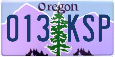 OR license plate 013KSP