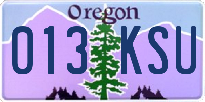 OR license plate 013KSU