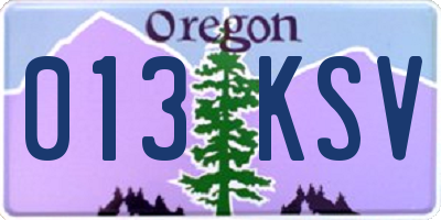 OR license plate 013KSV