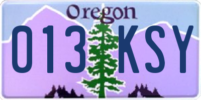 OR license plate 013KSY
