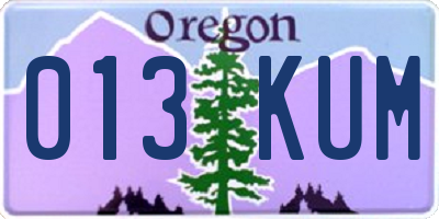 OR license plate 013KUM