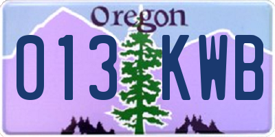 OR license plate 013KWB
