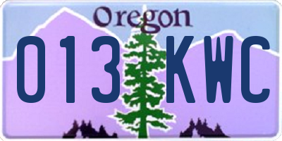 OR license plate 013KWC