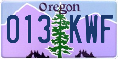 OR license plate 013KWF