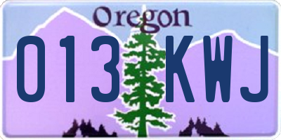 OR license plate 013KWJ