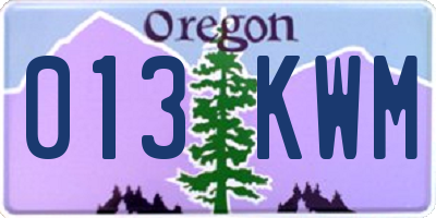 OR license plate 013KWM