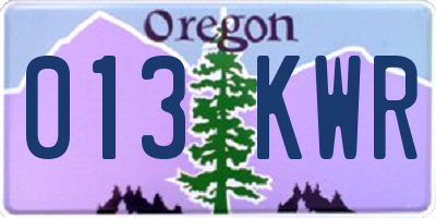 OR license plate 013KWR