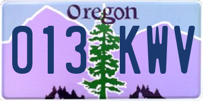 OR license plate 013KWV