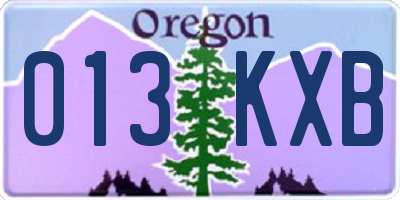 OR license plate 013KXB