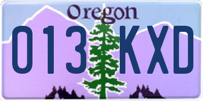 OR license plate 013KXD