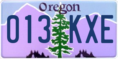 OR license plate 013KXE
