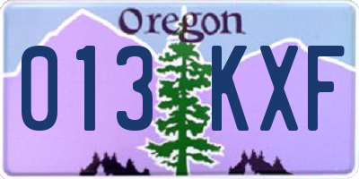 OR license plate 013KXF