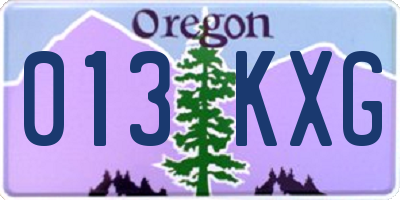 OR license plate 013KXG