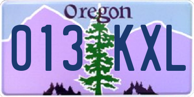 OR license plate 013KXL