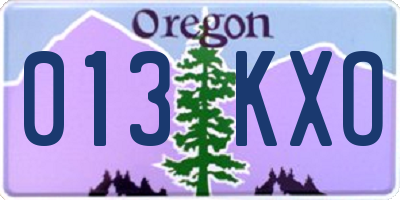 OR license plate 013KXO