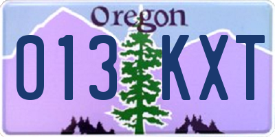 OR license plate 013KXT