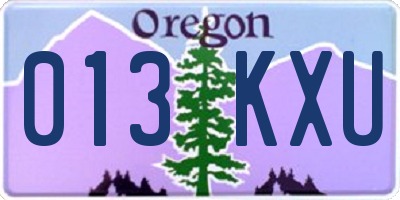 OR license plate 013KXU