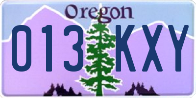 OR license plate 013KXY